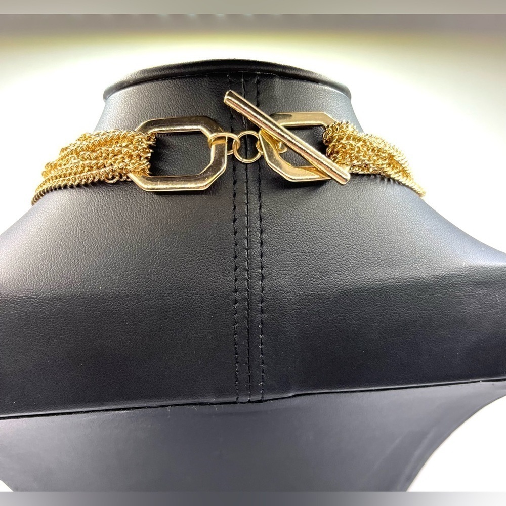 Oversized Gold Chunky Toggle Statement Necklace R… - image 6